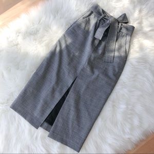 {wilfred} mini-plaid pencil skirt with tie detail